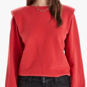NWT MOTHER Denim the Push and Shove Sweatshirt in Red
